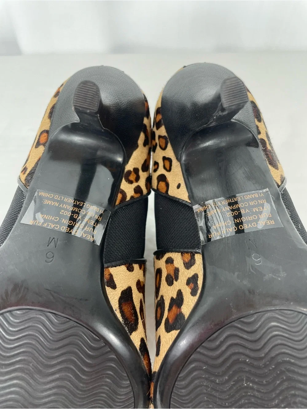 VANELi Leopard Print Calf Hair Ankle Booties 6M Pointed Kitten Heel Animal Print